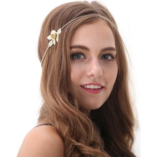 Roman Great Gatsby Gold Laural Leaf Flower Head Chain Hair Dress Piece Band Jewelry headband For Women Accessories Wedding