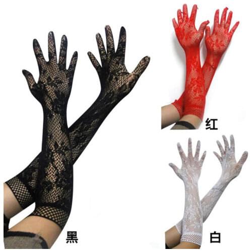 Sexy lace gloves 2017 hot sale wholesale womens summer sunscreen thin long UV blocking gloves black Lace Gloves 3 colors