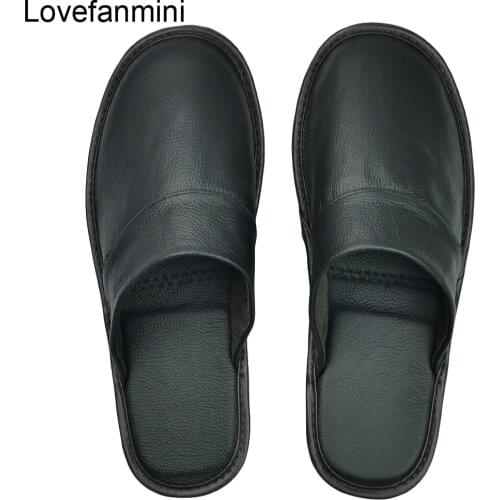 Genuine Cow Leather slippers couple indoor non-slip men women home fashion casual single shoes TPR soft soles spring autum 519