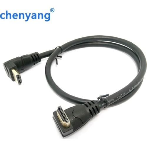HDMI- compatible 2.0 4K 3D Dual 90 Degree Up Angled HDMI Male to Down Angled HDMI Male HDTV Cable 30cm/60cm/180cm for DVD PS3 PC