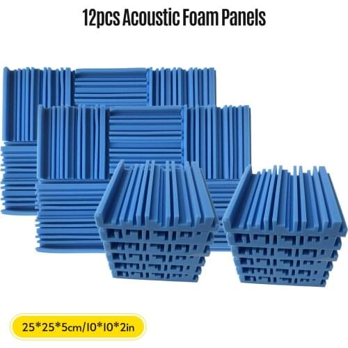 12pcs 10*10*2inch High Density Studio Acoustic Foams Panels Sound Insulation Foam Fire Retardant for Studio KTV Broadcast