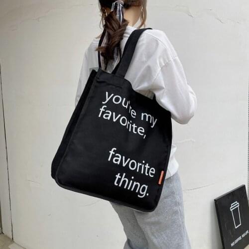 New Ladies Single Shoulder Bag Fashion Simple Letter Shoulder Bags Korean Version Of Solid Color Canvas Bags