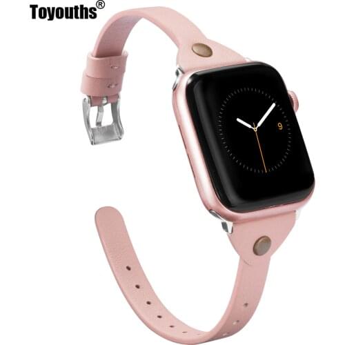 Toyouths Slim Leather For Apple Watch Band iWatch Womens Mens Sport Strap Thin Wristband Leisure Serise 1 2 3 4