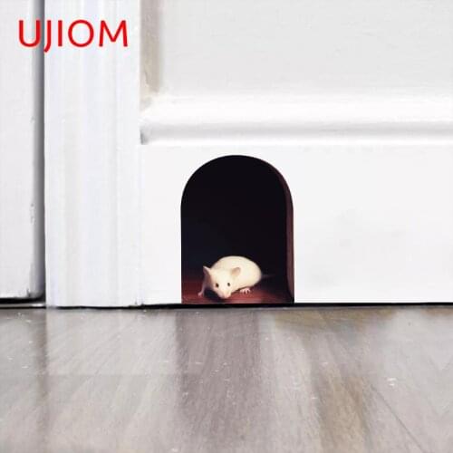 UJIOM Funny Wall Stickers for Mouse Hole Corner Vinyl Waterproof Bedroom Decals Art Home Kicthen Decorative Kids Room Decor