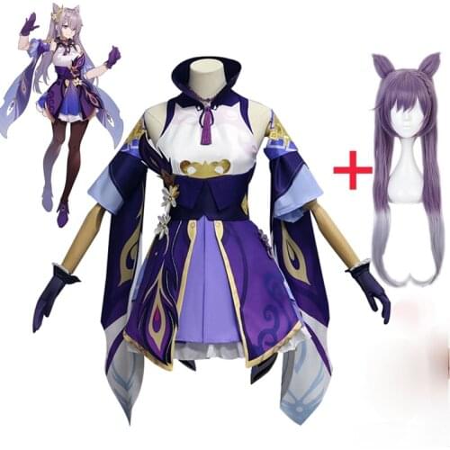Lolita Maid Uniform Genshin Impact Keqing Cosplay Costume Anime Halloween Carnival Dress