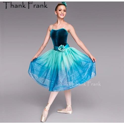 Velvet Long Ballet Dress For Girls Sequin Ballerina Dresses Kids Costume Children Adult Flower Ballet Dance Clothes Set C494