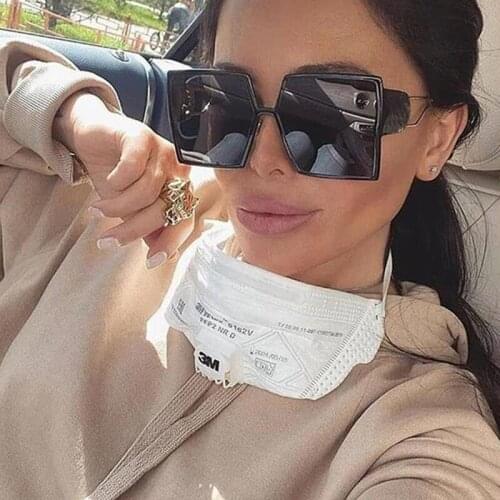 Vintage Oversized sunglasses women 2020 luxury brand designer fashion Square Big Frame Sun Glasses For Female shades glasses