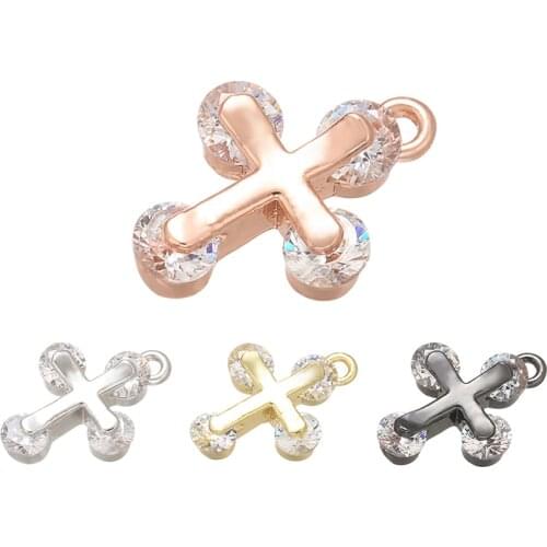 ZHUKOU 11x16mm brass cubic zirconia crystal cross pendant for womens necklace earrings jewelry accessories Making model:VD519