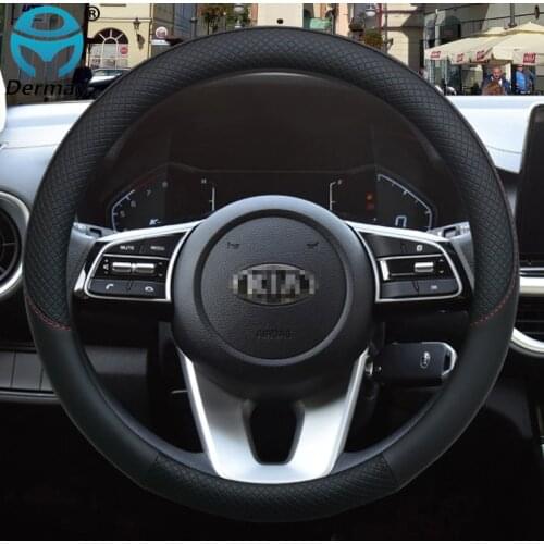 100% DERMAY Brand Leather Sport Car Steering Wheel Cover for Kia Sorento I II III Sorento PRIME 2002-2020 Auto Accessories