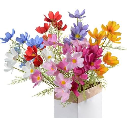 6Pcs Realistic Artificial Flower Fabric Fake Gesang Flowers Manufacturer Home Wedding Decor Flowers Wall Fake Flower Bouquet