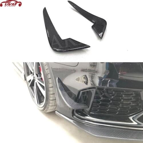 2PCS Car Front Bumper Foglamp Air Knife Fin Shark Winglets For Audi RS3 Carbon Fiber Side Canards Aprons