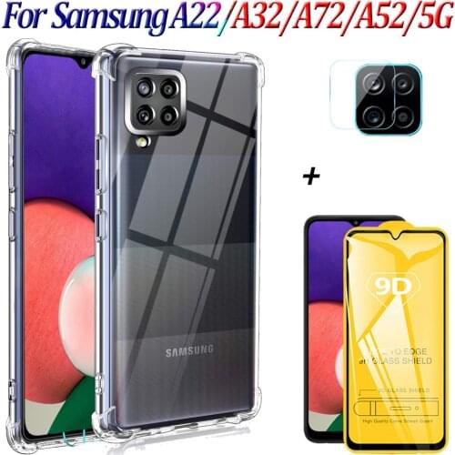 Transparent Phone Case For Samsung a22 Case Silicone Shockproof Soft Cover Galaxy A22 A72 A32 A52 Glass samsung A 22 A22 5G New