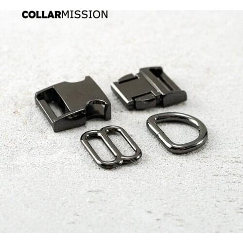 20mm Gun Black Metal Buckle (Metal Buckle+ Adjust Buckle+ D Ring)For Backpack Webbing Accessory DIY Handmade Pet Collar leash
