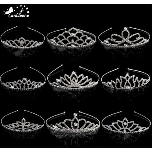 Carddoor Bridal Crystal Tiara Kid Flower Girls Bridesmaid Tiaras and Crowns Hair Jewelry Wedding Hair Accessories Hairbands