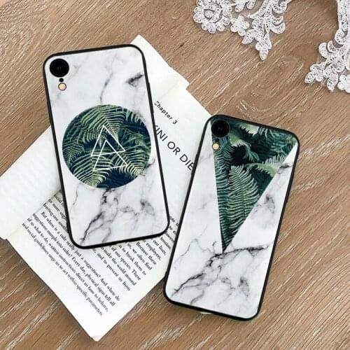 DIFFRBEAUTY Nordic Green Plant Phone Case For iphone xr 7 8 x Plus 6 6S 5 5S SE Cases Hard Phone Cover For IPhone XS Max