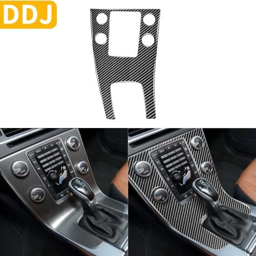For Volvo S60 V60 2010-2018 Interior AC CD Radio Panel Button Frame Cover Car Styling Accessories Carbon Fiber Sticker