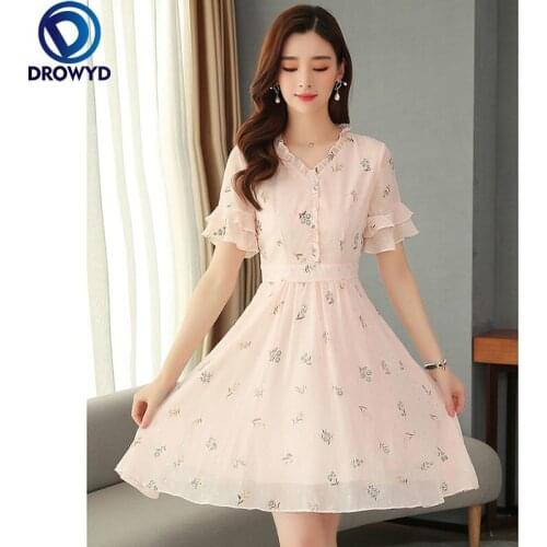 Elegant Women Dress Fashion Mid Waist Dresses 2021 Woman Plus Size V-Neck Dress OL Lady Office Butterfly Sleeve Dresses Vestidos