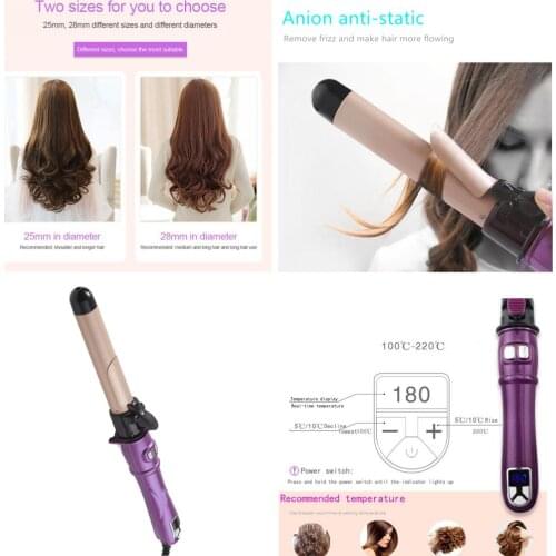 Pro Electric 28MM Hair Iron Wave Fast Heating Curl Wand Salon Tool US Plug