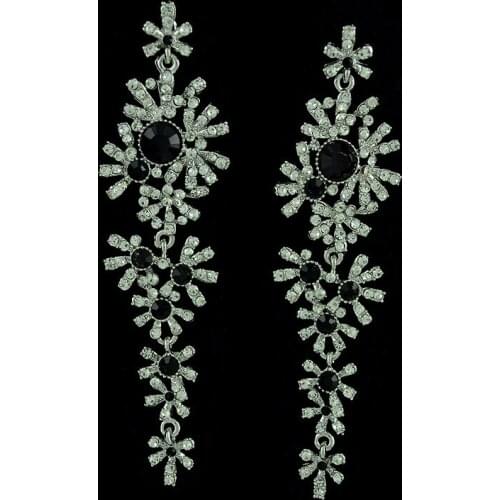 Europea Rhinestone Snowflake Shape Bridal Earrings color Metal Crystal Long Earring for Women Fashion Wedding Oorbellen Jewelry