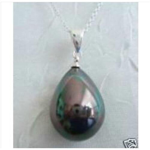 Hot selling free shipping****** Retro Drop Black Culture Pearl Silver Women Pendant Necklace Free Chain Jewelry