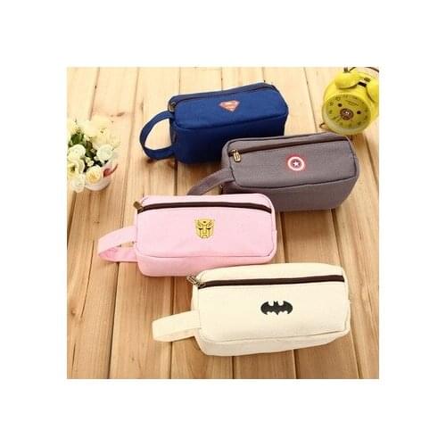 Free shipping Fashion brief super large capacity canvas pencil case pen bag stationery bags