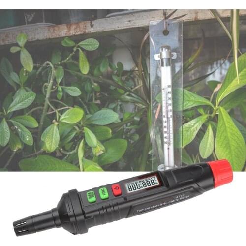 HT62 Hygrometer Pen-shaped Easy Reading Backlight Display 4-in-1 Temperature Humidity Meter for Greenhouse