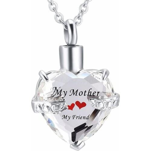 IJD7220 Purple Birthstone Inlay My Mother My Friend Love Heart Cremation Jewelry keepsake Memorial Urn Necklace With Filling Kit