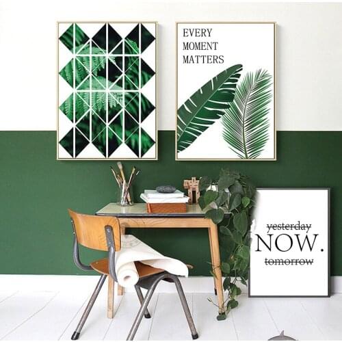 Tropical Leaves Yesterday Today Tomorrow Design Poster Art Canvas Painting Cafe Shop Home Decor On Canvas Wall Print Artworks