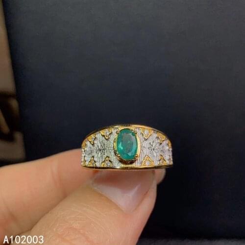 KJJEAXCMY fine jewelry 925 sterling silver inlaid natural Emerald new Female ring lovely Support Detection