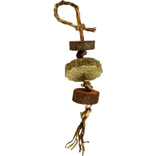 Rabbit Grass Cake Wooden Molar Toy Pet Chinchillas Hamster Bite String