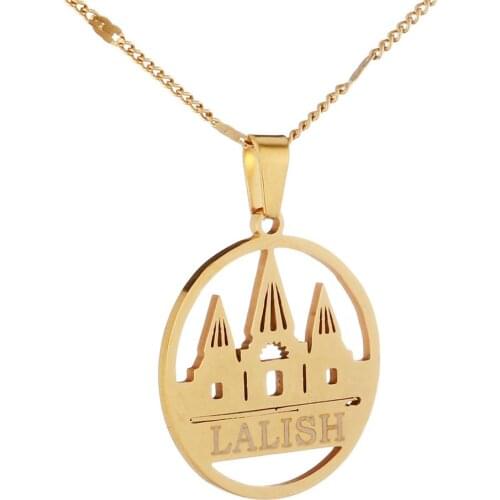 Lalish Pendant Necklaces Gold Color Stainless Steel Yezidi Faith Pilgrimage Jewelry