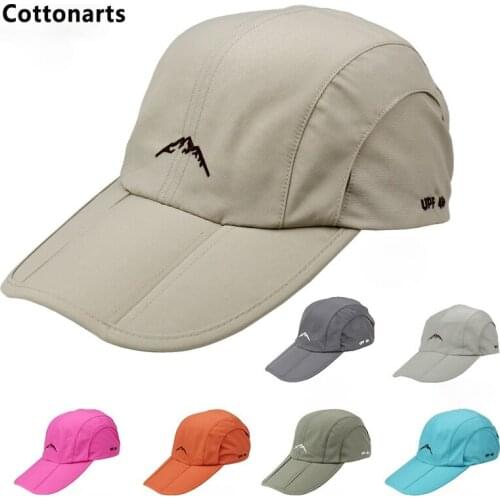 Hot UPF50+ Sunscreen Baseball Cap Fashion Women and Men Adjustable Tri-fold Hat Brim Sun Hats Outdoor Breathable Net Sports Caps