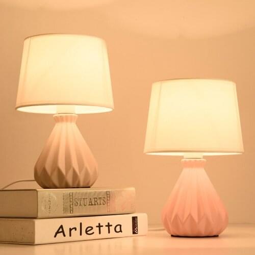 Ceramic Fabric Table Lamps Nordic Bedroom Bedside Lamp Study Room Office Table Lamp Home Living Room Decoration Light Fixtures