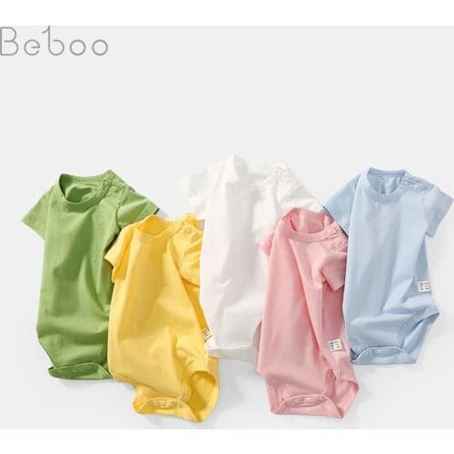 Summer New Baby Girls Bodysuit Unisex Short Sleeve Jumpsuit Pure Cotton Thin Babies Clothes For Infants Boys Climbing Clothing