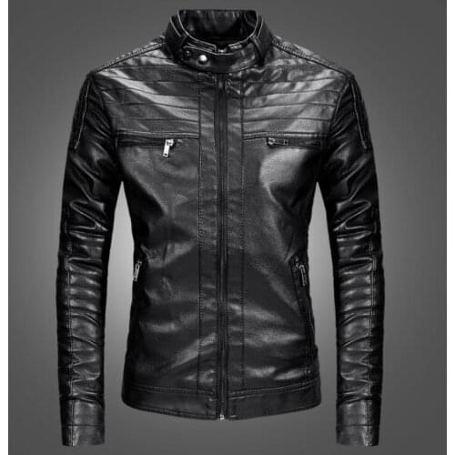 Autumn mens leather jacket black slim motorcycle coat men jackets clothes spring street fashion Factory direct sales