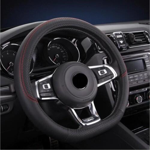 D Shape PU Leather Car Steering wheel Cover Sport Anti-Slip For VW Golf 6 Golf 7 For Hyundai Suzuki Swift Braid on the