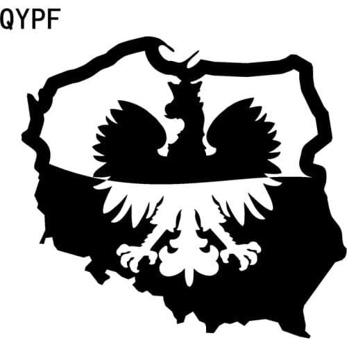 QYPF 15.5CM*14.4CM Polish Eagle Map Flag Fashion Black/Silver Decal Vinyl Car Sticker Car-styling C15-0837