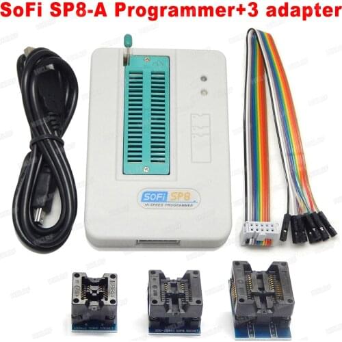 SOFI SP8-B programmer + 3 Adapters high speed USB programmer SP8-A Programmer (93/24/25/BR90/ flash eeprom