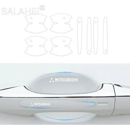 TPU Car Door Bowl Handle Scratches Transparent Invisible Stickers For Mitsubishi Asx Lancer Pajero 4 8 Outlander L200 Delica