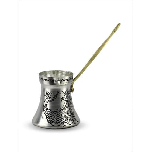 SONAYCOPPER Sahmeran Traditional Woman Figured Handmade Turkish Copper Coffee Pot, Milk Pot