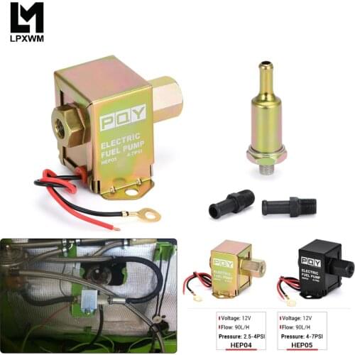 Universal 12V Electronic Inline Fuel Pump 4-7PSI High Pressure 90LPH Gas Petrol Diesel Compatible 40104 40106 40107 P502