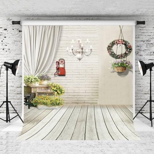 VinylBDS Write Wall Photo studio Background Indoor Wedding Western Photography Backdrop Flower Basket Telephone Background