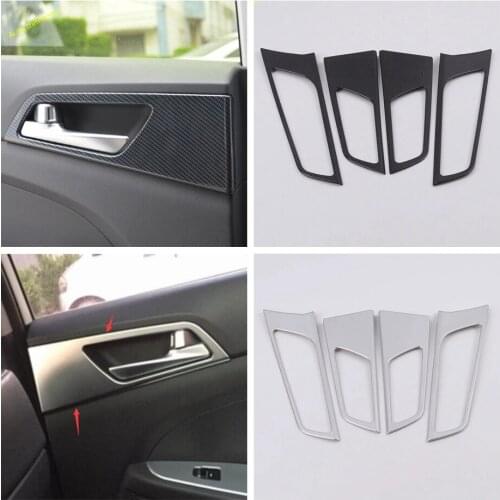 Inner Door Pull Doorknob Handle Hand-clasping Bowl Cover Trim Fit For Hyundai Tucson 2016 - 2020 ABS Matte / Carbon Fiber Look