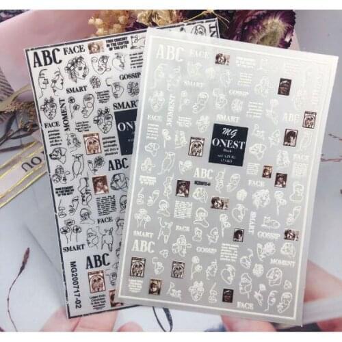High Quality Fashion New Design Japanese Style Simple Abstract Portraits Nail Stickers Nail Decals