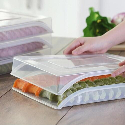 1Pcs Practical Single Layer Quick-frozen Dumpling Storage Box Microwave Defrosting Dumpling Box Refrigerator Fresh-keeping Tray