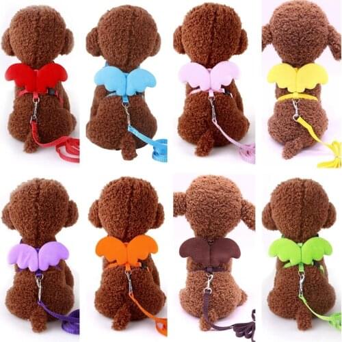 10 Colors Pet Small Dog Harness Nylon Leash Beautiful Angel Wing Puppy Leads Escape-Proof Harness for Cats Rabbit Chihuahua Pug