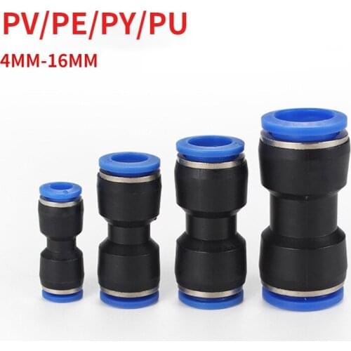 10PCS Pneumatic fittings PZA/PU/PE/PV water pipes pipe connector 4-16mm plastic hose quick couplings Tee air Straight Gas PU-8