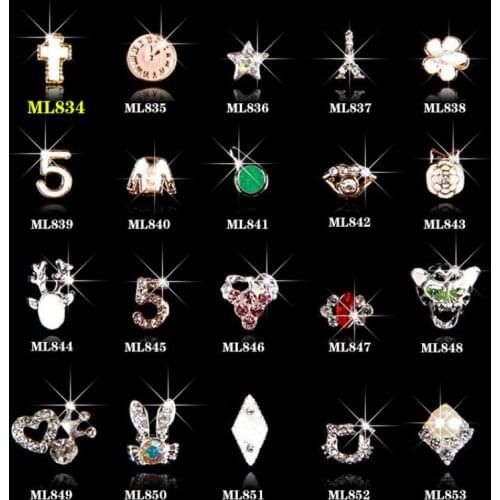 20pcs New Cross Five-pointed Star Rabbit Head Diamonds A Variety of Styles of Alloy Rhinestones DIY Nail Supplies Decoration