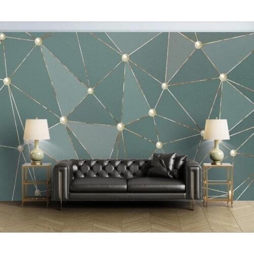 Custom 3D mural wallpaper light luxury TV background wall gold line abstract geometric decorative painting