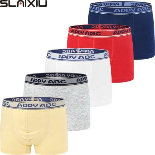 5 Pcs/lot 3-Kinds Style Soft Organic Cotton Kids Boys Underwear Childrens Boxer For Boy Shorts Panties Teenage Underwear 2-16y
